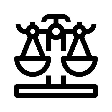 Denge Ölçek Çizgisi Simgesi, Adil Karar Taslak Sembolü, Eşitlik Kararı, Yasal Ölçüm, Ağırlık Karşılaştırması ve Etik Değerlendirme. Vektör İmzalama Simgesi.