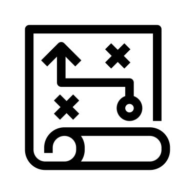 Strateji Harita Çizgisi Simgesi, İş Planlama için Taslak Sembol, Hedef Hizalama, Hedef Yapılandırma, Performans İzleme ve Organizasyonel Yönlendirme. Vektör İmzalama Simgesi.