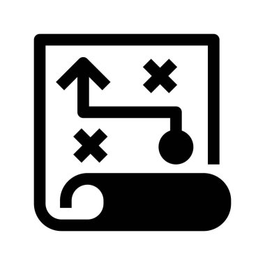 Strateji Harita Çizgisi Simgesi, İş Planlama için Taslak Sembol, Hedef Hizalama, Hedef Yapılandırma, Performans İzleme ve Organizasyonel Yönlendirme. Vektör İmzalama Simgesi.