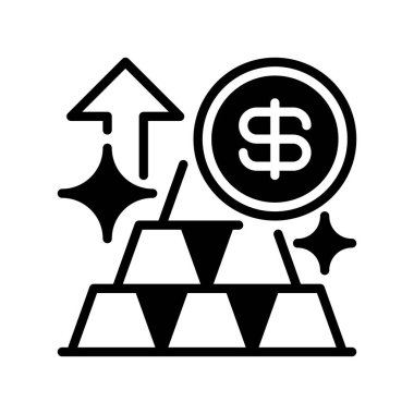 Altın Çubuk Çizgisi Simgesi, Servet Depolama Sembolü, Mal varlığı Güvenliği Değerli Metal Yatırım, Değer Tutma ve Mali İstikrar. Vektör İmzalama Simgesi.