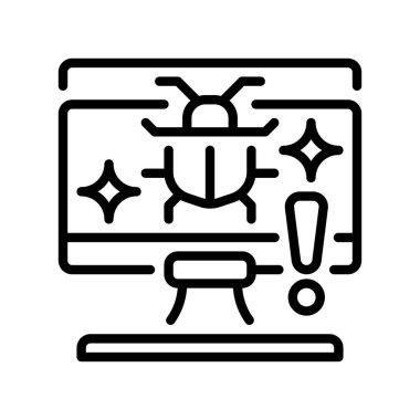 Hata Raporu Satır Simgesi, Hata Kaydı, Hata İzleme, Yazılım Testi, Sorun Belgelendirme ve Hata Ayıklama Simgesi. Vektör İmzalama Simgesi.