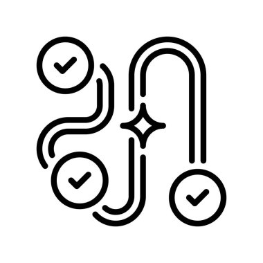 Yol Çizgisi Simgesi, Yol Gezintisi, Seyahat Yön, Haritalama Hatları, Seyahat İzleme ve Hareket Pathing için Taslak Sembol. Vektör İmzalama Simgesi.