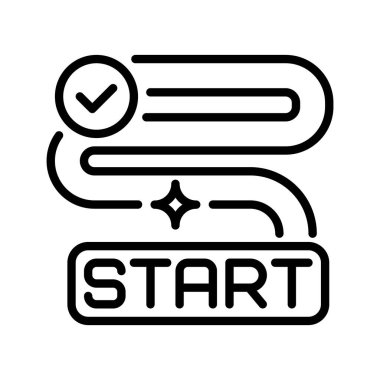 Başlangıç Noktası Simgesini Başlat, Başlangıç için Taslak Sembolü, Seyahat Başlatılması, Harita Kökeni, Navigasyon İşaretleyici ve Seyahat Başlatma. Vektör İmzalama Simgesi.