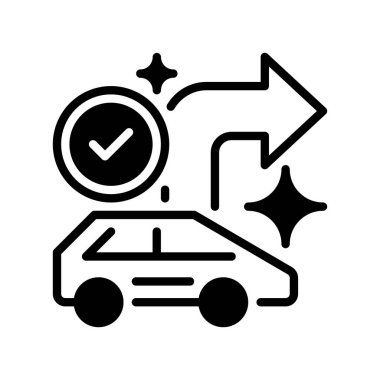 Araba Navigasyon Hattı Simgesi, Sürüş Yönleri için Taslak Sembol, Araç Yönlendirme, GPS Kılavuzu, Yol Gezisi ve Otomobil Seyahati. Vektör İmzalama Simgesi.