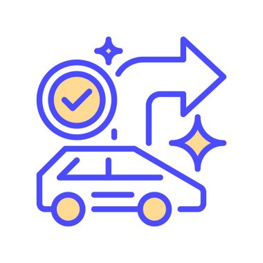 Araba Navigasyon Hattı Simgesi, Sürüş Yönleri için Taslak Sembol, Araç Yönlendirme, GPS Kılavuzu, Yol Gezisi ve Otomobil Seyahati. Vektör İmzalama Simgesi.