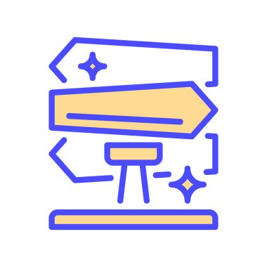 Yön İmza Satırı Simgesi, Yol Bulma, Yönlendirme, Yönlendirme, Karar Noktası ve Bilgi Kurulu için Ana Simge. Vektör İmzalama Simgesi.