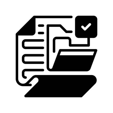 Dosya Satır Simgesi, Belge Organizasyonu için Taslak Sembol, Dosya Yönetimi, Kayıt Arşivleme, Veri Kategorizasyonu ve Ofis Yönetimi ile Kağıt. Vektör İmzalama Simgesi.