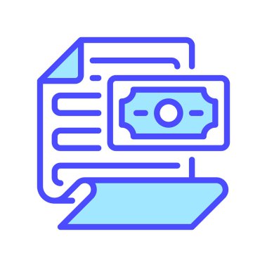 Para Hattı Simgesi, Mali Belge Taslak Sembolü, Fatura Kaydı, Ödeme Belgesi, Masraflar Raporu ve İşlem Kanıtı. Vektör İmzalama Simgesi.