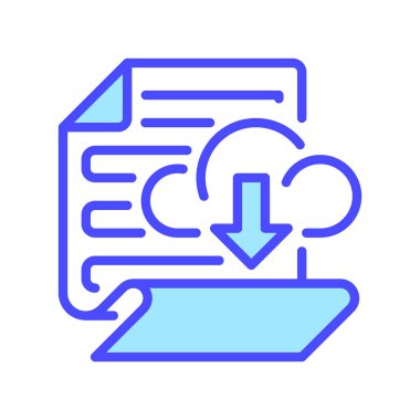 Bulut İndirme Hattı Simgesi, Belge Alma, Dosya İndirme, Veri Kurtarma, Bulut Depolama ve Dijital Yedekleme Simgesi içeren kağıt. Vektör İmzalama Simgesi.