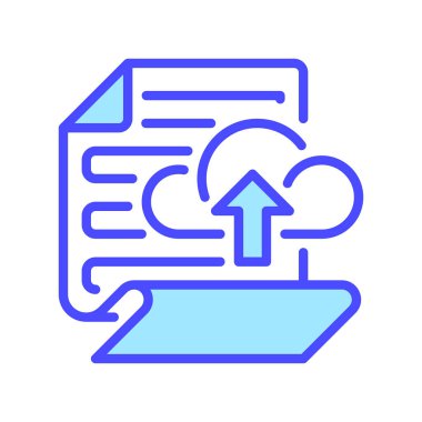 Bulut Gönderme Satırı Simgesi, Belge Paylaşımı için Taslak Sembolü, Dosya Aktarımı, Veri Sunumu, Bulut Yedekleme ve Dijital Arşiv ile Kağıt. Vektör İmzalama Simgesi.