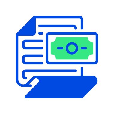 Para Hattı Simgesi, Mali Belge Taslak Sembolü, Fatura Kaydı, Ödeme Belgesi, Masraflar Raporu ve İşlem Kanıtı. Vektör İmzalama Simgesi.