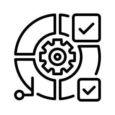 Pie Chart Line Icon, Veri Görselleştirme için Taslak Sembolü, Oran analizi, Ölçü Analizi, Performans Karşılaştırması ve İstatistik Raporlama. Vektör İmzalama Simgesi.