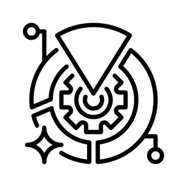 Pie Chart Line Icon, Veri Görselleştirme için Taslak Sembolü, Oran analizi, Ölçü Analizi, Performans Karşılaştırması ve İstatistik Raporlama. Vektör İmzalama Simgesi.