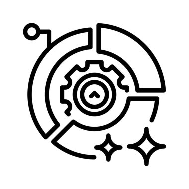 Pie Chart Line Icon, Veri Görselleştirme için Taslak Sembolü, Oran analizi, Ölçü Analizi, Performans Karşılaştırması ve İstatistik Raporlama. Vektör İmzalama Simgesi.