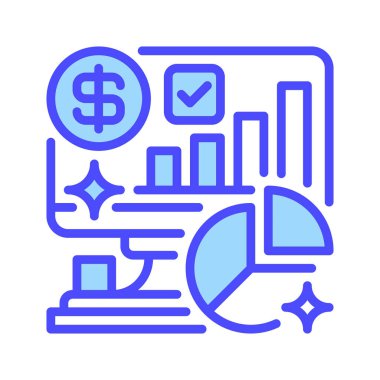 Finansal Kontrol Hattı Simgesi, Veri Görselleştirme için Taslak Sembolü, Performans İzleme, Bütçe Kontrolü, Gelir Analizi ve Büyüme İzleme. Vektör İmzalama Simgesi.