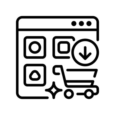 Ürün Listeleme Satır Simgesi, Öge Organizasyonu için Taslak Sembol, Katalog Gösterimi, Etrade Navigation, Perakende Tarayıcı ve Çevrimiçi Ticaret. Vektör İmzalama Simgesi.