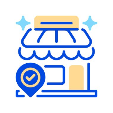 Pikap Noktası Simgesi, Sipariş Toplama, Teslimat Yeri, Müşteri Paketi, Perakende Lojistik ve Dağıtım Servisi için Taslak Sembol. Vektör İmzalama Simgesi.