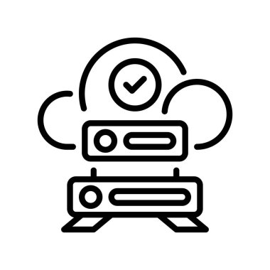 Bulut Altyapı Hattı Simgesi, Ağ Bilgisayarı için Taslak Sembol, Sunucu Sunucu Sunucusu, Veri Depolama, Sanal Ortam ve Platform Mimarisi. Vektör İmzalama Simgesi.