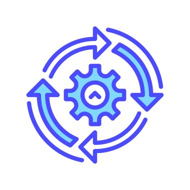 Aralıksız Bütünleşme Hattı Simgesi, DevOps İş Akımı Taslak Sembolü, Otomatik Birleşme, Boru Hattı Süreci, Kod Senkronizasyonu ve Sonsuz Döngü. Vektör İmzalama Simgesi.