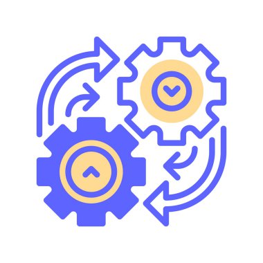 Otomasyon Gear Çizgisi Simgesi, Taslak İşlem Verimliliği, Makine Öğrenme, Robotik Görev, Çalışma Akımı İyimserleştirme ve Sistem Ayarları. Vektör İmzalama Simgesi.