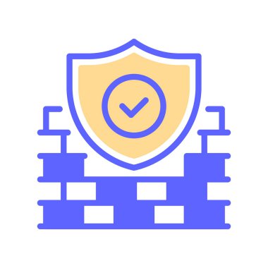 Firewall Hattı Simgesi, Siber Güvenlik Taslak Sembolü, Ağ Koruma, Veri Kalkanı, Erişim Engeli ve Tehdit Önleme. Vektör İmzalama Simgesi.