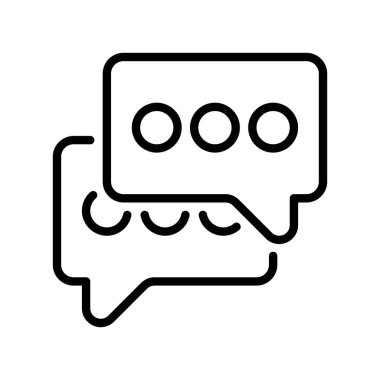 Sohbet Çevrimiçi Satır Simgesi, Anlık Mesajlaşma için Ana Simge, Müşteri Desteği, Sosyal Bağlantı, Sanal Ağ ve Dijital Konuşma. Vektör İmzalama Simgesi.