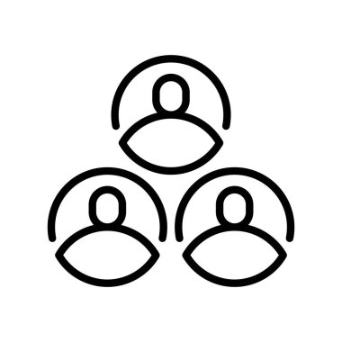Community Line Icon, Outline Symbol for Group Network, Team Collaboration, Social Gathering, Public Crowd ve Human Unity. Vektör İmzalama Simgesi.