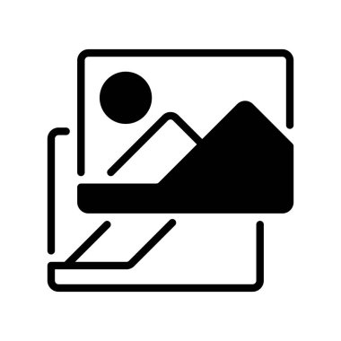 Fotoğraf Galerisi Çizgisi Simgesi, Resim Depolama için Taslak Sembol, Portföy Ekranı, Görsel Koleksiyon, Albüm Örgütü ve Medya Kütüphanesi. Vektör İmzalama Simgesi.