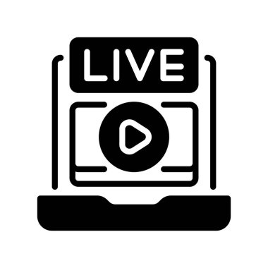 Canlı Yayın Hattı Simgesi, Gerçek Zaman Yayını için Taslak Sembol, Çevrimiçi Webinar, Dijital Şov, Video İçeriği ve Ağ Kapsamı. Vektör İmzalama Simgesi.