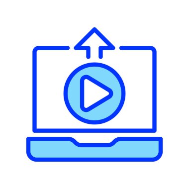 Video Gönderme Hattı Simgesi, Bulut Depolama, İçerik Yayıncılığı, Dosya Aktarımı, Sunucu Yedekleme ve Ortam Paylaşımı Simgesi. Vektör İmzalama Simgesi.