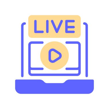 Canlı Yayın Hattı Simgesi, Gerçek Zaman Yayını için Taslak Sembol, Çevrimiçi Webinar, Dijital Şov, Video İçeriği ve Ağ Kapsamı. Vektör İmzalama Simgesi.