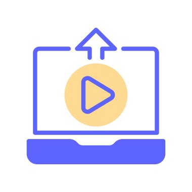 Video Gönderme Hattı Simgesi, Bulut Depolama, İçerik Yayıncılığı, Dosya Aktarımı, Sunucu Yedekleme ve Ortam Paylaşımı Simgesi. Vektör İmzalama Simgesi.