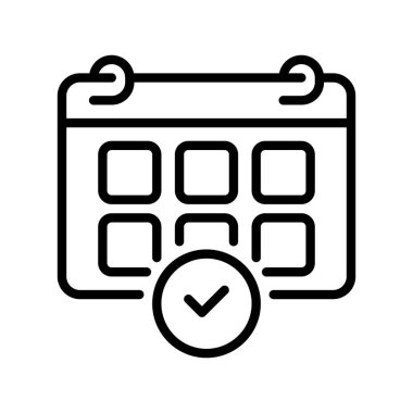 Takvim Olay Satırı Simgesi, Tarih Doğrulama, Buluşma Seti, Takvim Bitti, Zaman Kaydı ve Randevu Hatırlatma Simgesini Denetle. Vektör İmzalama Simgesi.