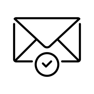 Doğrulanmış E- posta Satırı Simgesi, Adres Doğrulandı, Gelen Güvenliği, Haber Üyeliği, Alınan Mesaj ve Geçerli Kişi Simgesi. Vektör İmzalama Simgesi.