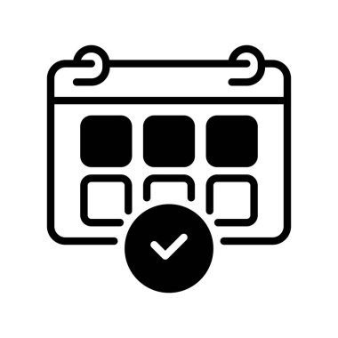 Takvim Olay Satırı Simgesi, Tarih Doğrulama, Buluşma Seti, Takvim Bitti, Zaman Kaydı ve Randevu Hatırlatma Simgesini Denetle. Vektör İmzalama Simgesi.