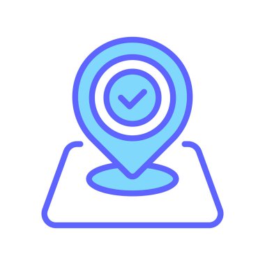 Harita Pin Satır Simgesi, Bulunan Konum için Taslak Sembol, Erişilen Yer, Doğrulanmış Alan, Adres Doğrulandı ve Nokta İşaretli 'yi kontrol edin. Vektör İmzalama Simgesi.