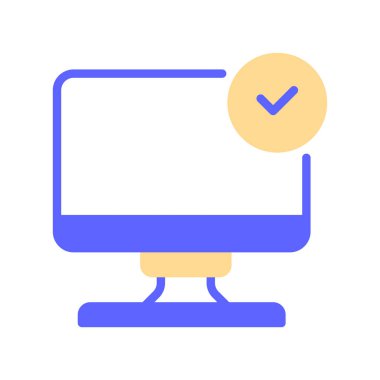 Monitor Screen Line Icon, Outline Symbol for Display Test, System Status, Software Update, Desktop Validation ve Diagnostic Pass adreslerini kontrol edin. Vektör İmzalama Simgesi.
