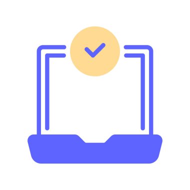 Laptop Ekran Çizgisi Simgesi, Taşınabilir Başarı için Taslak Sembolü, Uzaktan Doğrulanmış, Mobil Çalışma, Yazılım Kartı ve Aygıt Teşhisi 'ni kontrol edin. Vektör İmzalama Simgesi.