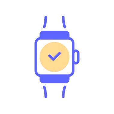 Smartwatch Line Icon, Outline Symbol for Goal Erişildi, Fitness Tracted, Zaman Senkronizasyonu, Bildirim Temizliği ve Aktivite Tamamlandı 'yı kontrol edin. Vektör İmzalama Simgesi.