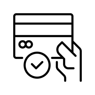 Kredi Kartı Ödeme Hattı Simgesi, Plastik Para Taslak Sembolü, Banka Transferi, Dijital Cüzdan, Nakitsiz Alım ve Finansal Borç. Vektör İmzalama Simgesi.