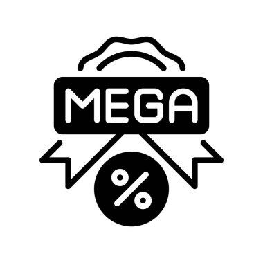 Mega Satış Rozet Hattı Simgesi, Taslak Büyük İndirim Sembolü, Promosyon Etiketi, Özel Etkinlik, En İyi Anlaşma ve Geçiş Markı. Vektör İmzalama Simgesi.