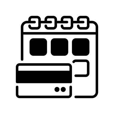 Kart Yükleme Hattı Simgesi, Aylık Ödeme için Taslak Sembol, Bölünme Maliyeti, Kredi Planı, Gecikmiş Ödeme ve Mali Seçenek. Vektör İmzalama Simgesi.