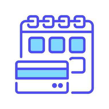 Kart Yükleme Hattı Simgesi, Aylık Ödeme için Taslak Sembol, Bölünme Maliyeti, Kredi Planı, Gecikmiş Ödeme ve Mali Seçenek. Vektör İmzalama Simgesi.