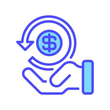 Nakit Hattı Simgesi, Para İade Sembolü, Ödül Noktası, İade Teklifi, Tasarruf İkramiyesi ve İade Anlaşması. Vektör İmzalama Simgesi.