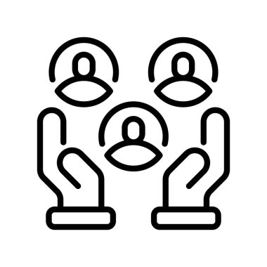 Toplum Destek Hattı Simgesi, Grup Yardımı, Sosyal Hizmetler, Takım Birliği, Kamu Hizmeti ve Kolektif Yardım Sembolü. Vektör İmzalama Simgesi.