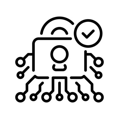 Dijital Gizlilik Politikası Çizgisi Simgesi, Veri Güvenliği Taslak Sembolü, Web Koruma, Siber Güvenlik, İnternet Kilidi ve Çevrimiçi Gizlilik. Vektör İmzalama Simgesi.