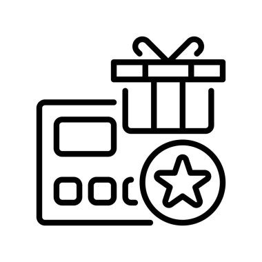 Ödül Kartı Simgesi, Bağlılık Programı Taslak Sembolü, Üye Kredi, Bonus Erişimi, Puan Hesabı ve Hediye Makbuzu. Vektör İmzalama Simgesi.