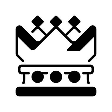 Crown Line Icon, Royal Authority 'nin ana simgesi, King Status, Leadership Power, Luxury Brand ve Winner Rank. Vektör İmzalama Simgesi.