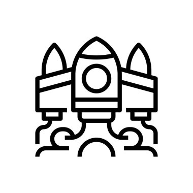 Startup Roket Hattı Simgesi, İş Büyümesi için Taslak Sembol, Proje Başlatılması, Hızlı Hızlanma, Piyasa Girişi ve Başarı Artırma. Vektör İmzalama Simgesi.