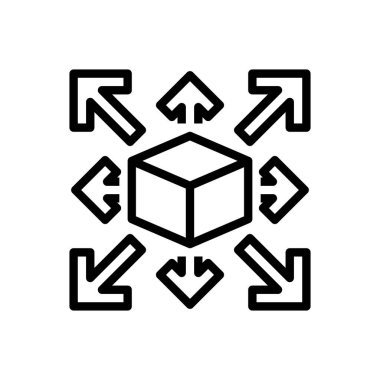 Ölçeklendirilebilirlik Çizgisi Simgesi, Büyüme Potansiyeli, Kapasite Genişlemesi, Esnek Yapı, Performans Artırma ve İş Adaptasyonu Simgesi. Vektör İmzalama Simgesi.